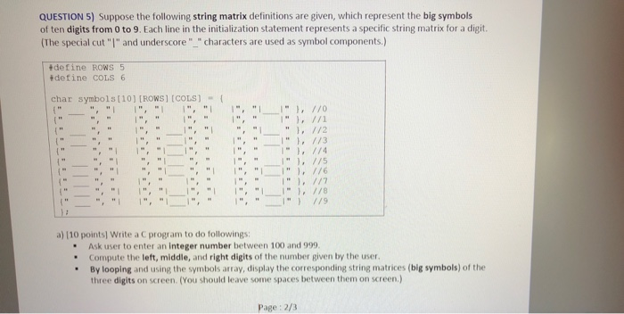 Solved QUESTION 5) Suppose the following string matrix | Chegg.com