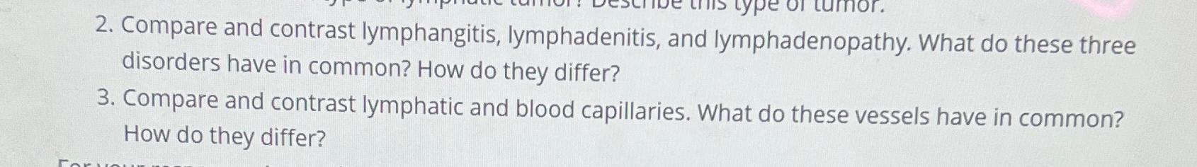 Solved Compare And Contrast Lymphangitis, Lymphadenitis, And 