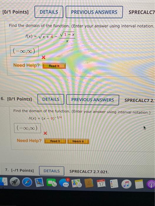 Solved [0 1 Points Details Previous Answers Sprecalc7 Find