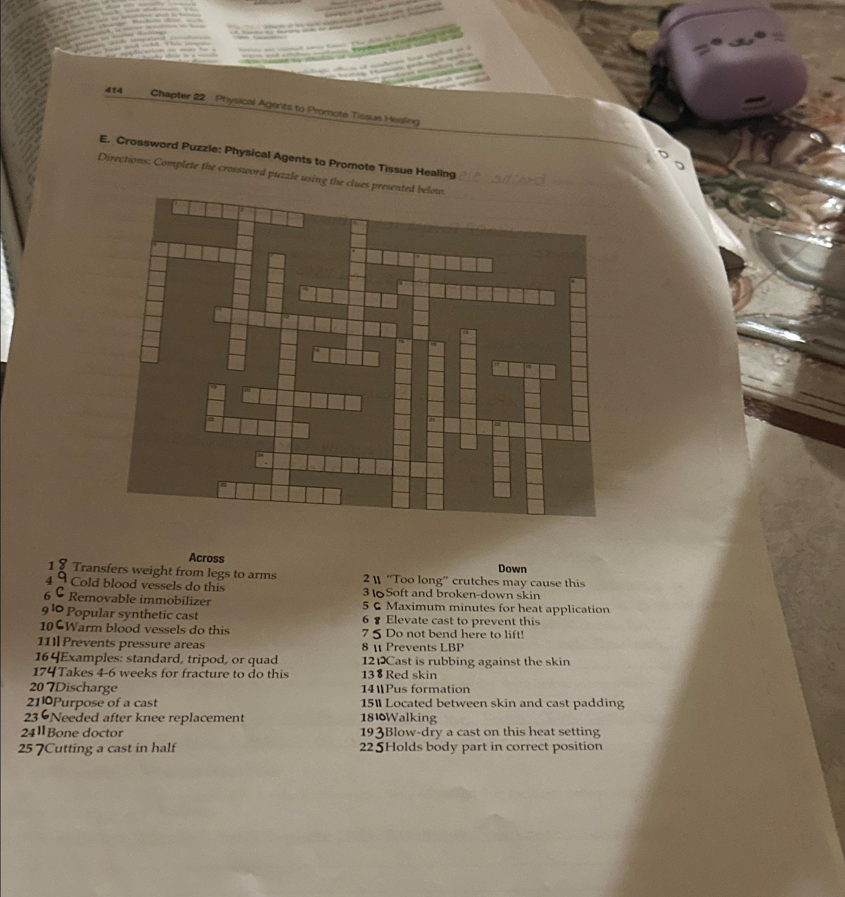 Solved 414Chapter 22E ﻿Crossword Puzzle: Physical Agents to Chegg com