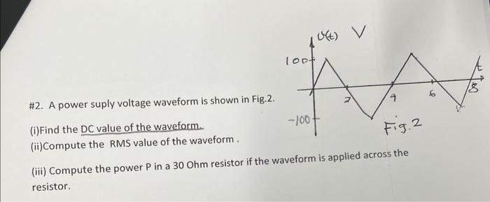 Solved \#2. A power suply voltage waveform is shown in | Chegg.com