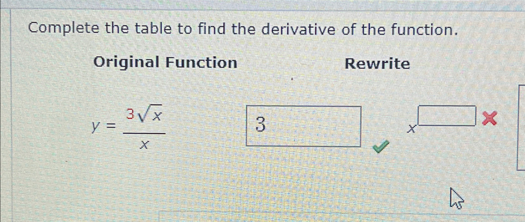 Solved Complete the table to find the derivative of the | Chegg.com