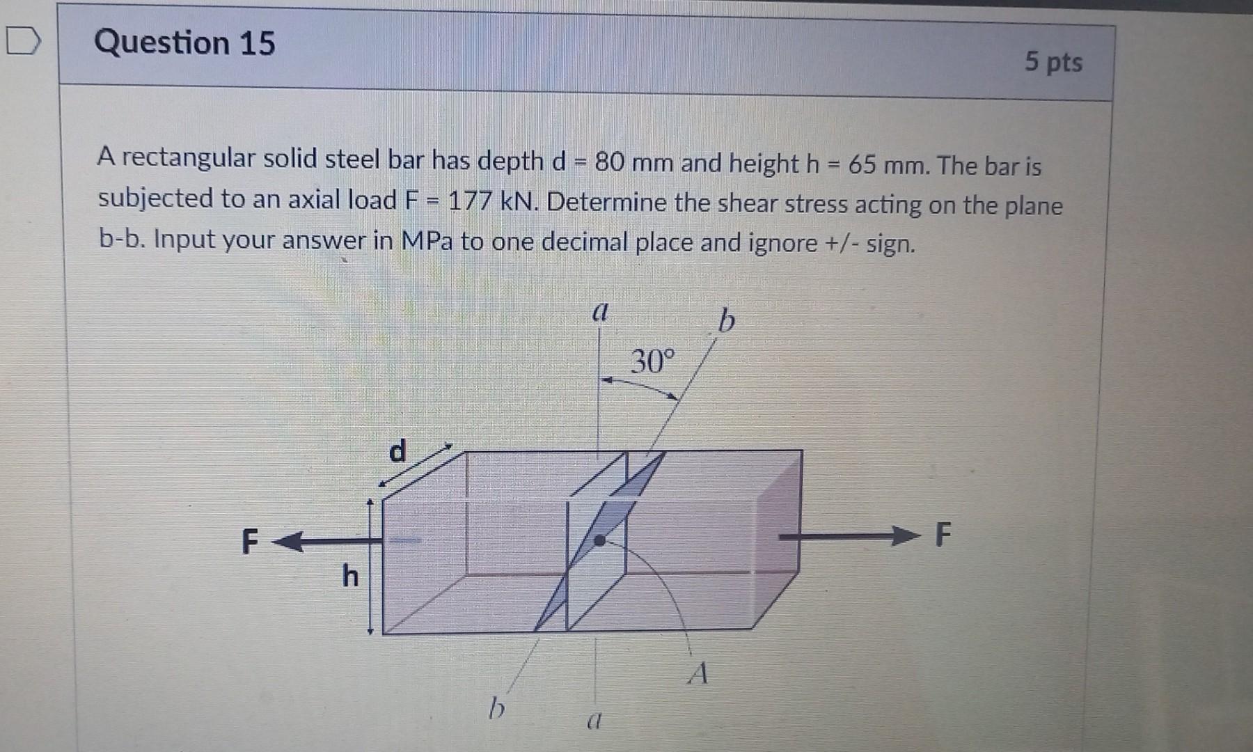 Solved A rectangular solid steel bar has depth d=95 mm and | Chegg.com