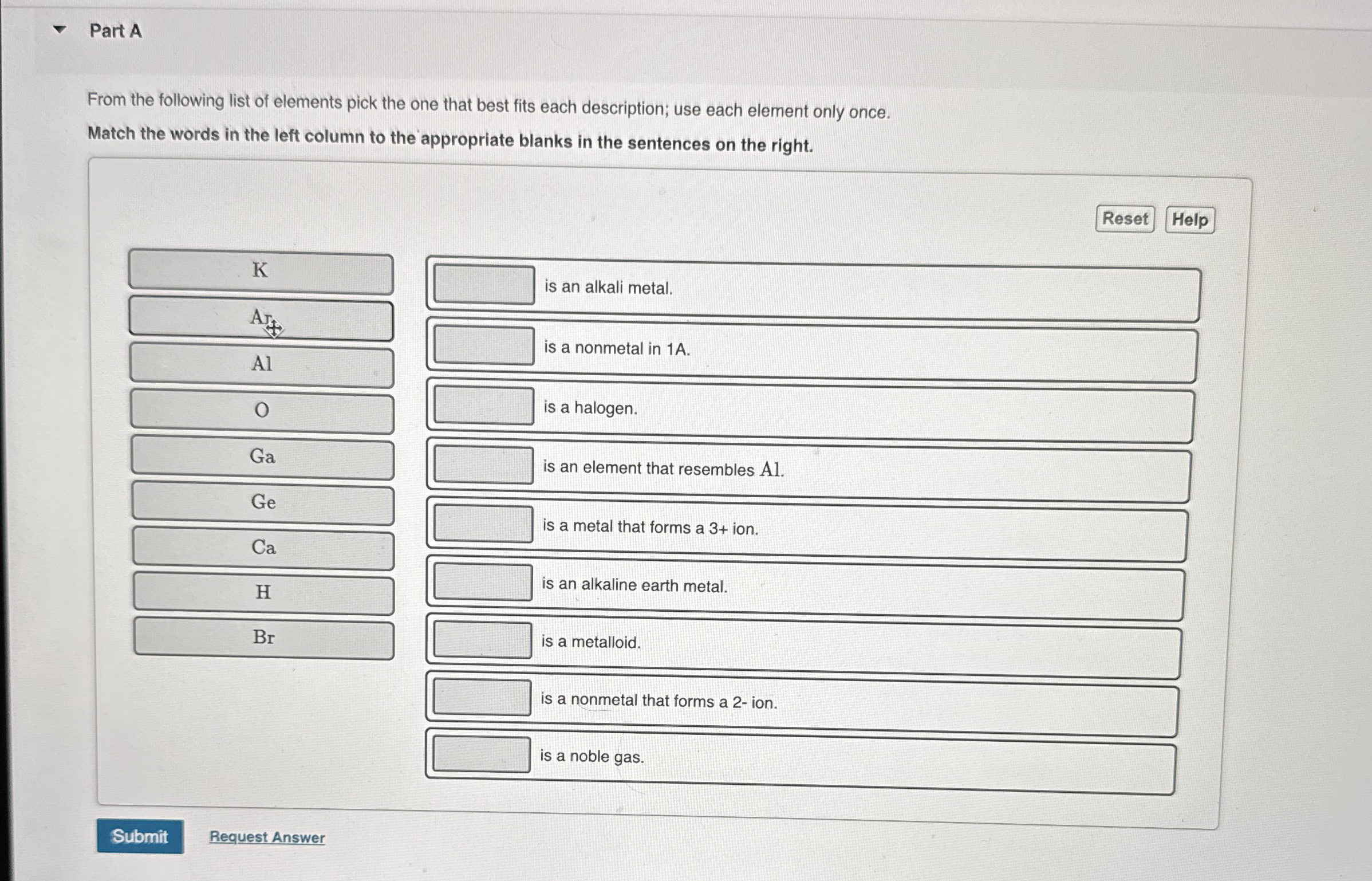 Solved Part AFrom the following list of elements pick the | Chegg.com