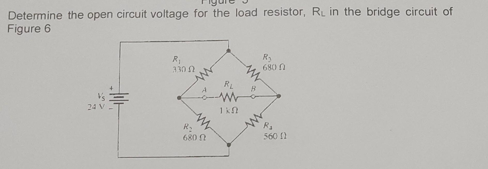 Solved Determine the open circuit voltage for the load