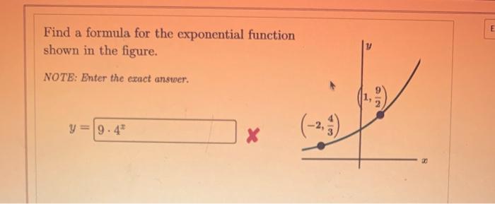 Solved E Find a formula for the exponential function shown | Chegg.com