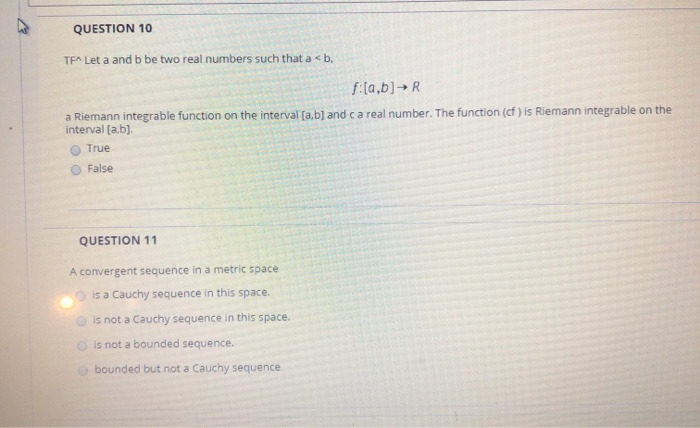 Solved QUESTION 10 TF Let A And B Be Two Real Numbers Such | Chegg.com