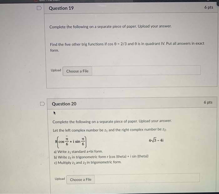 Solved D Question 19 6 pts Complete the following on a | Chegg.com