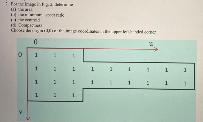 Solved 2. For the image in Fig. 2, determine (a) the area | Chegg.com