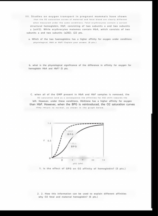 III. Los Estudios Sobre Transporte De Oxígeno En | Chegg.com