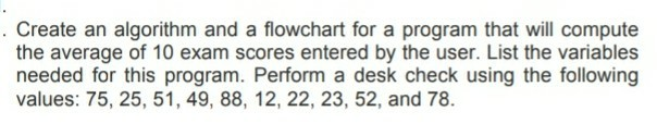 Solved . Create an algorithm and a flowchart for a program | Chegg.com