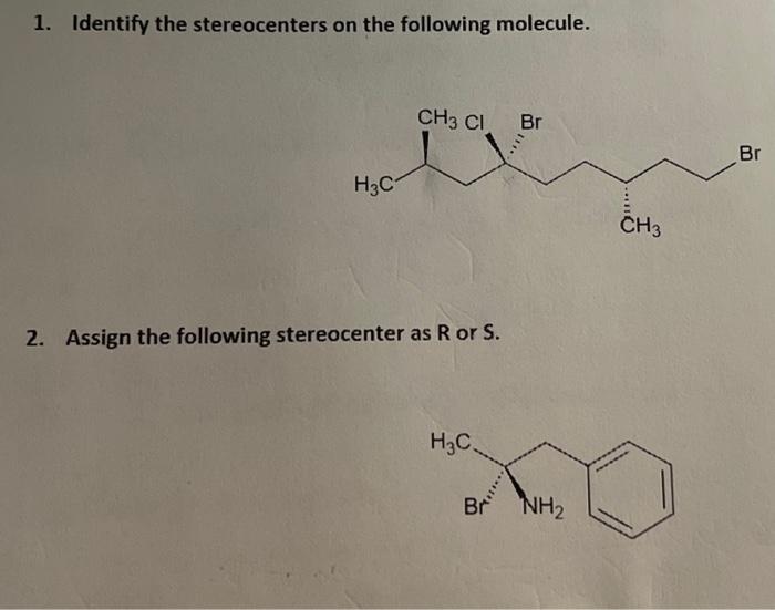 Solved 1. Identify the stereocenters on the following | Chegg.com 