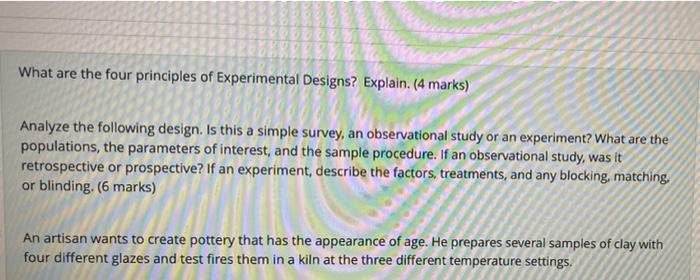 what are the 4 principles of experimental design statistics