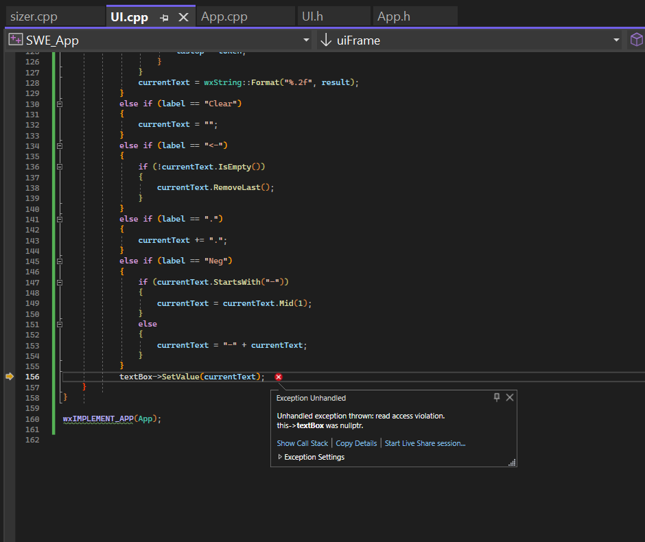 Solved In Visual Studio, how do I fix this exception being | Chegg.com