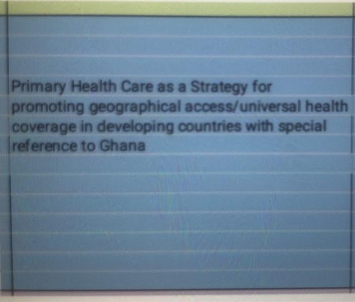 Primary Health Care As A Strategy For Promoting Ge ...