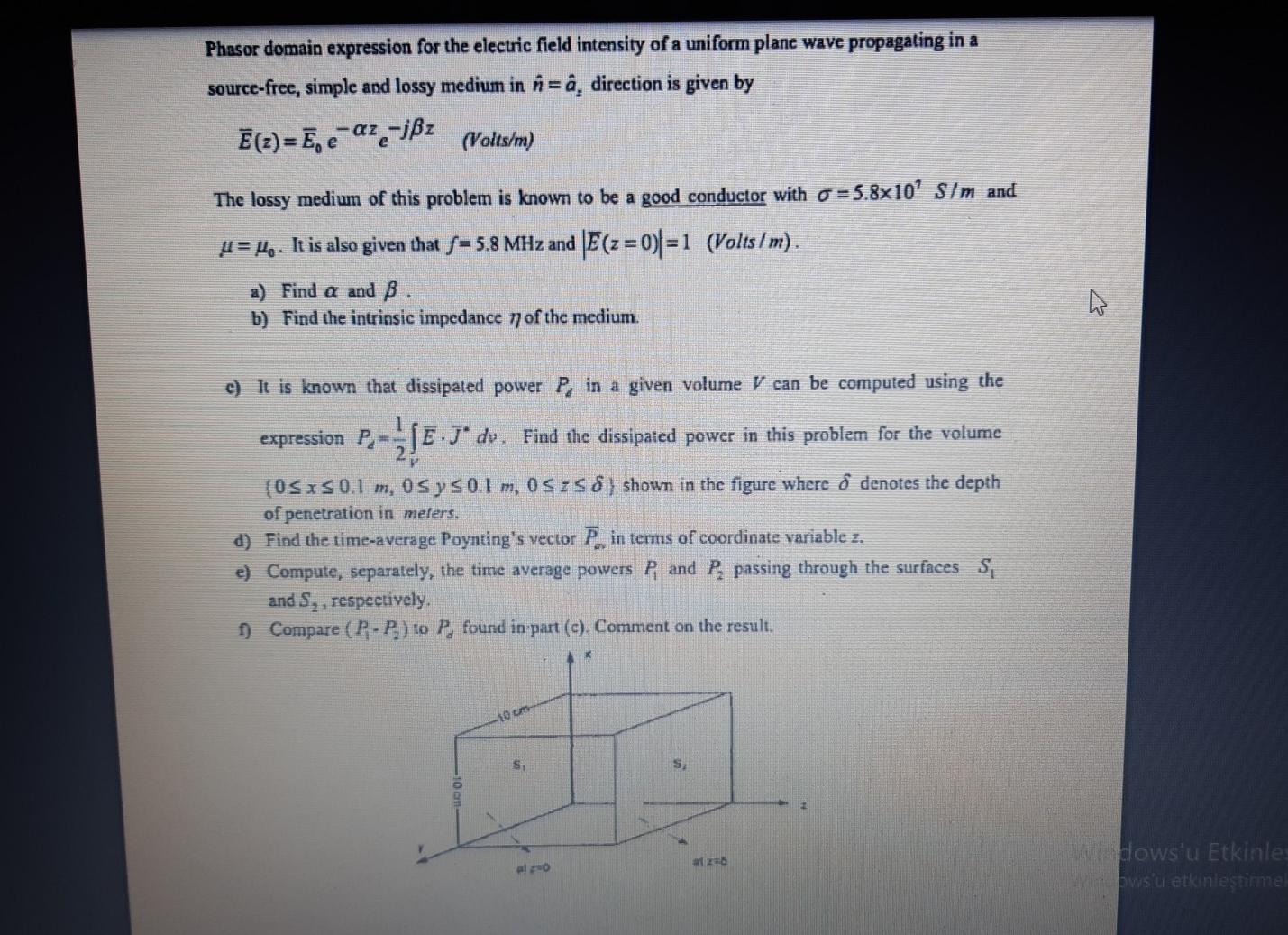 Phasor Domain Expression For The Electric Field Chegg Com
