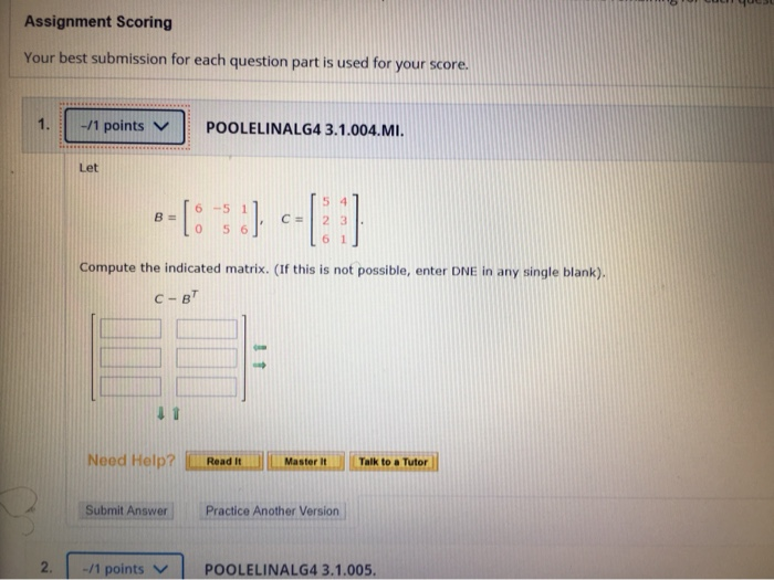 Solved Assignment Scoring Your best submission for each | Chegg.com