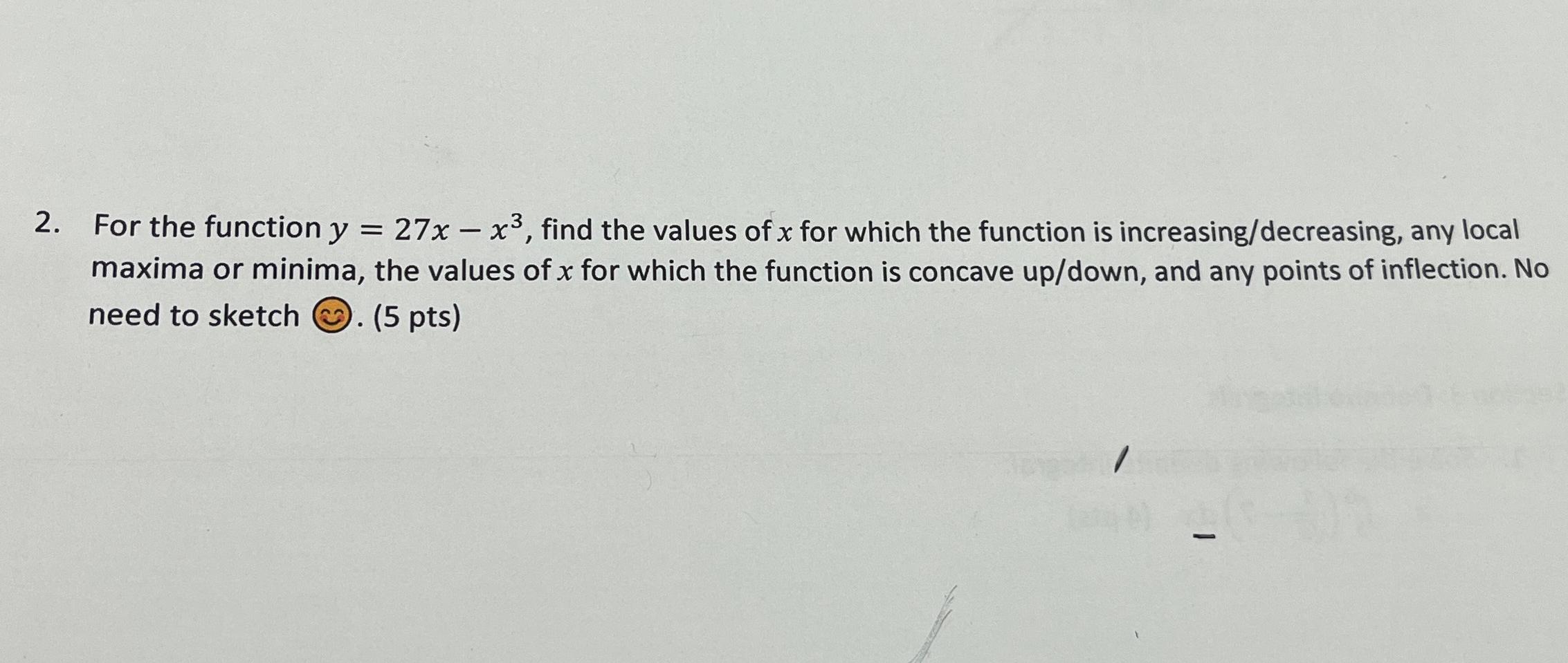 Solved for the function y 27x x3 find the values of x for chegg