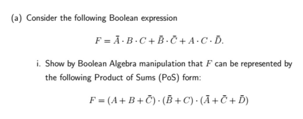 Solved (a) Consider the following Boolean expression | Chegg.com