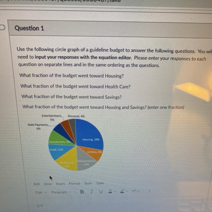 Solved Question 1 Use the following circle graph of a | Chegg.com