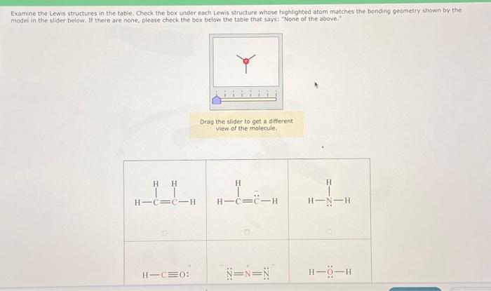 Examine The Lewis Structures In The Table, Check The | Chegg.com