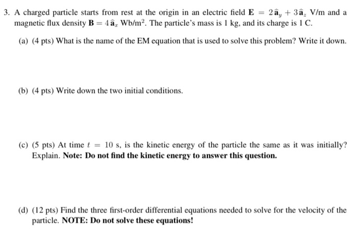 Solved 3. A Charged Particle Starts From Rest At The Origin | Chegg.com