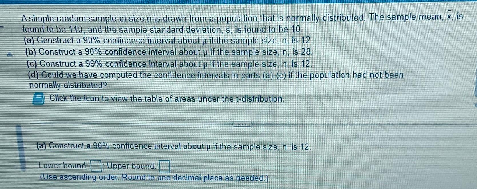 Solved A simple random sample of size n is drawn from a | Chegg.com