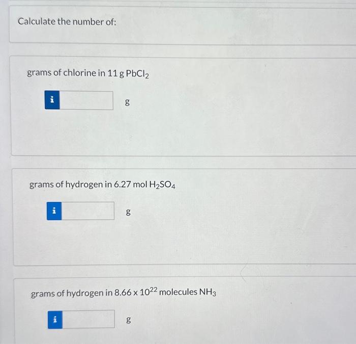 Solved Calculate the number of grams of chlorine in 11