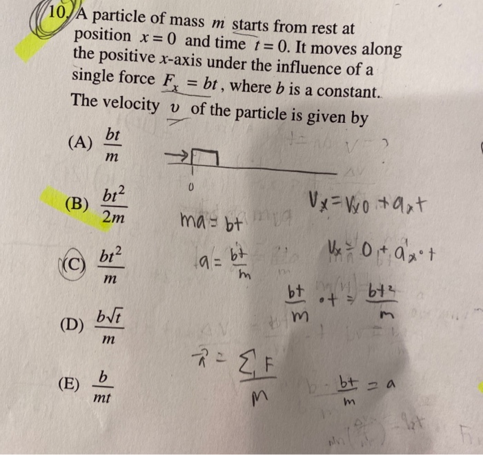 Solved A Particle Of Mass M Starts From Rest At Position Chegg Com