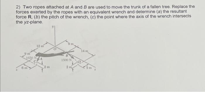 Solved 2) Two Ropes Attached At A And B Are Used To Move The | Chegg.com