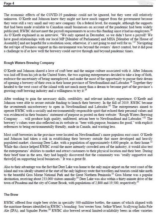 ROUGH WATERS BREWING COMPANY: EVALUATING DECISIONS IN | Chegg.com
