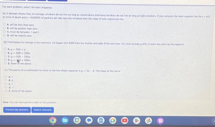 Solved For each problem, select the best response. (a) A | Chegg.com