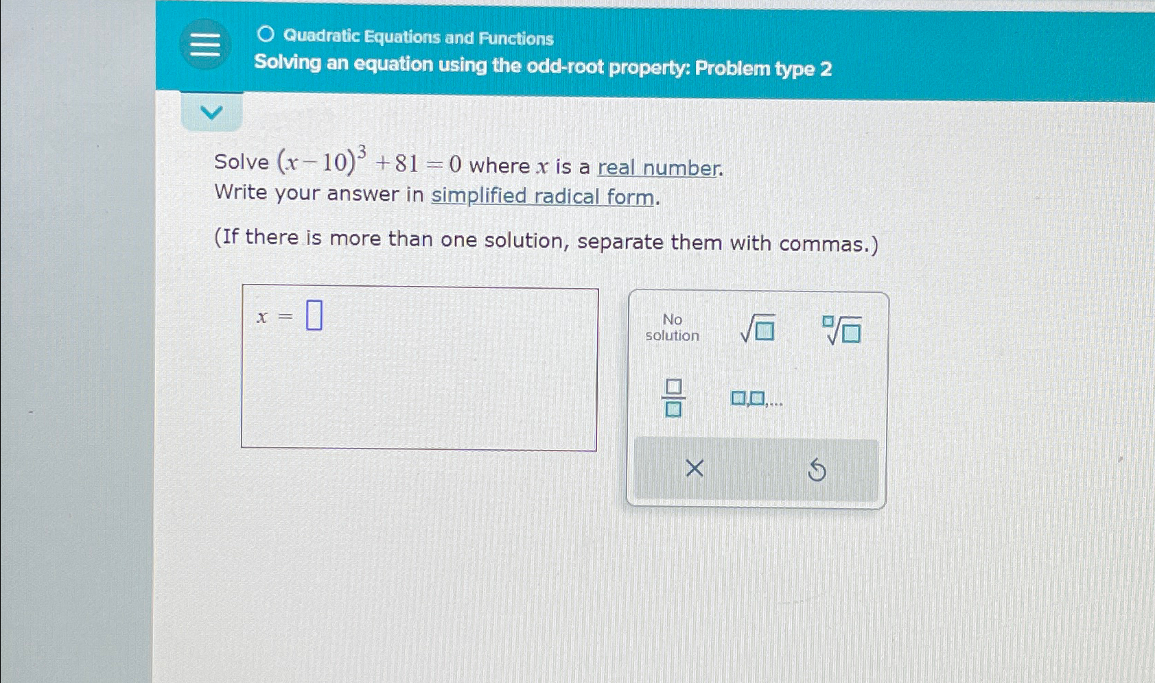 Solved Quadratic Equations and FunctionsSolving an equation | Chegg.com