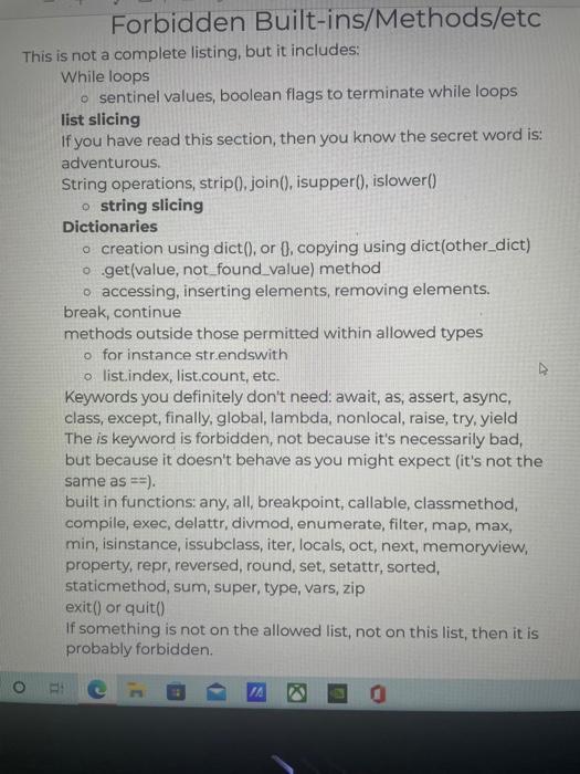 Solved Forbidden Built-ins/Methods/etc This is not a | Chegg.com