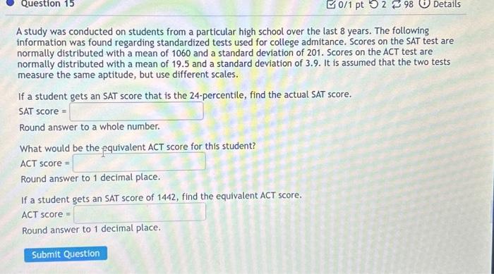 Solved A study was conducted on students from a particular | Chegg.com