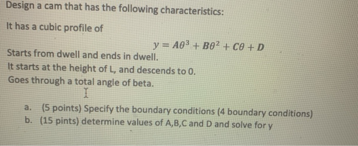 Solved Design A Cam That Has The Following Characteristic Chegg Com