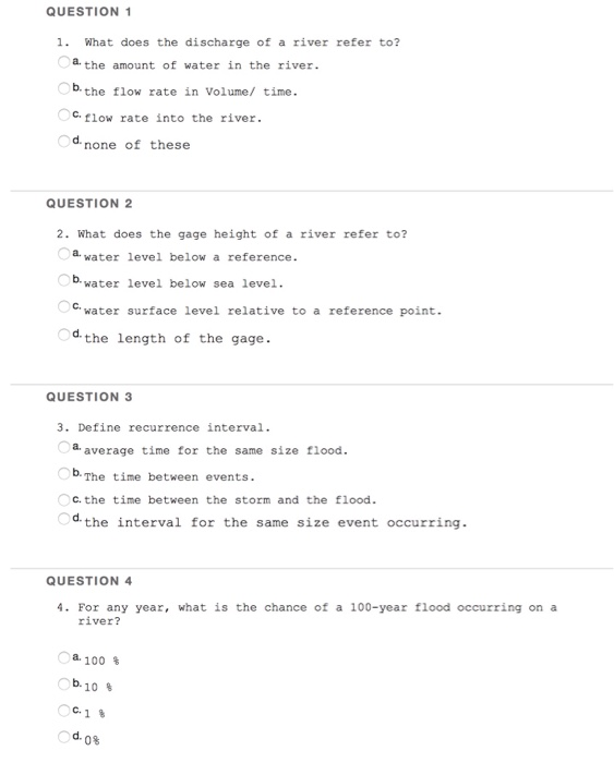 Solved QUESTION 1 1. What does the discharge of a river