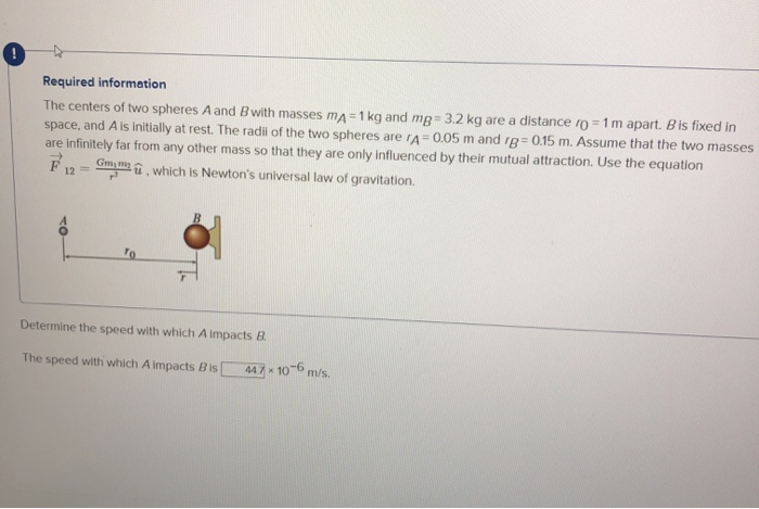 Solved Required information The centers of two spheres A and