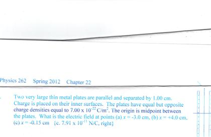 Solved Two very large thin metal plates are parallel and | Chegg.com