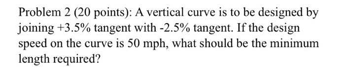Solved Problem 2 (20 points): A vertical curve is to be | Chegg.com