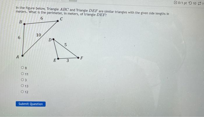 Solved B0/1 pt 101 In the figure below, Triangle ABC and | Chegg.com