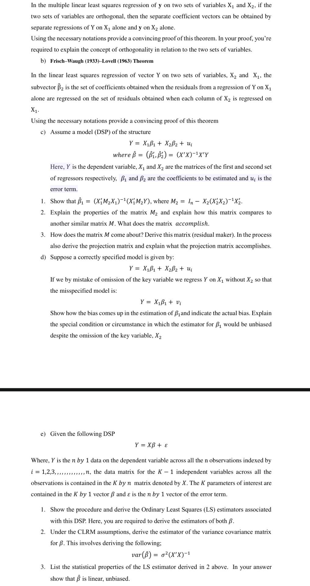 Solved In the multiple linear least squares regression of y | Chegg.com