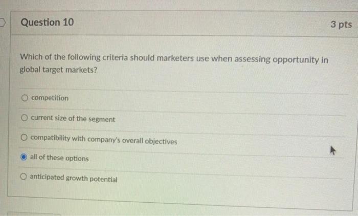 Solved Question 10 3 pts Which of the following criteria | Chegg.com