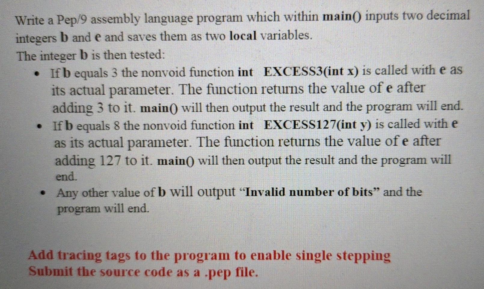 Solved Write a Pep/9 assembly language program which within | Chegg.com
