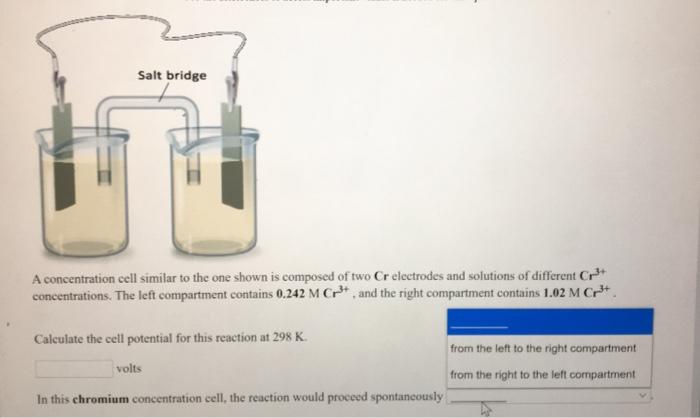 Solved Salt Bridge A Concentration Cell Similar To The One