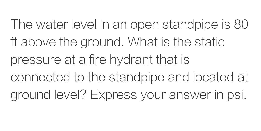 solved-the-water-level-in-an-open-standpipe-is-80-ft-above-chegg