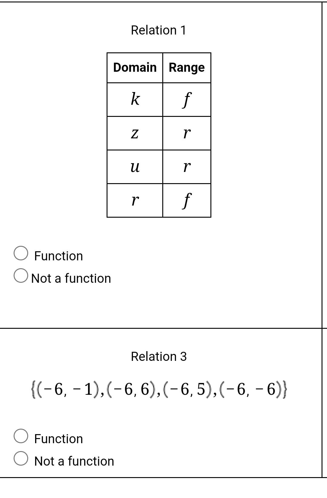 Solved Relation 2 Function Not A Function Relation 4 Chegg Solved Relation 2 Function Not A Function Relation 4 Chegg