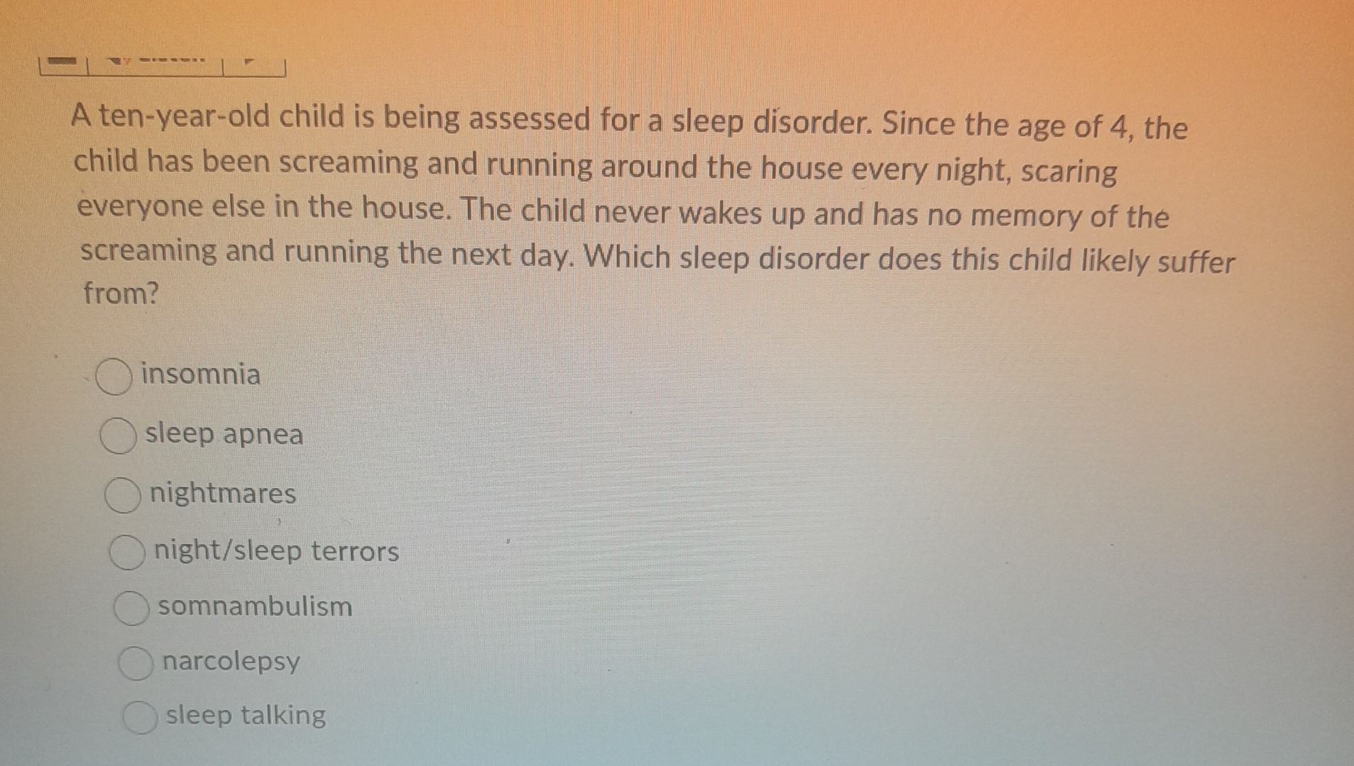 Sleep terrors (night terrors) - Diagnosis and treatment - Mayo Clinic