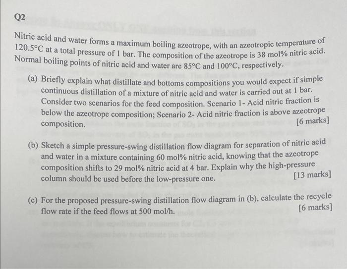 Solved Nitric acid and water forms a maximum boiling